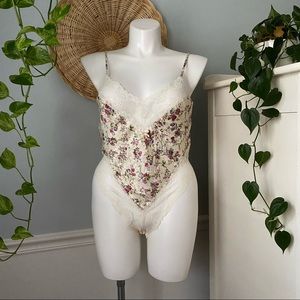 Vtg 90s Myonne Bodysuit Romper Teddy